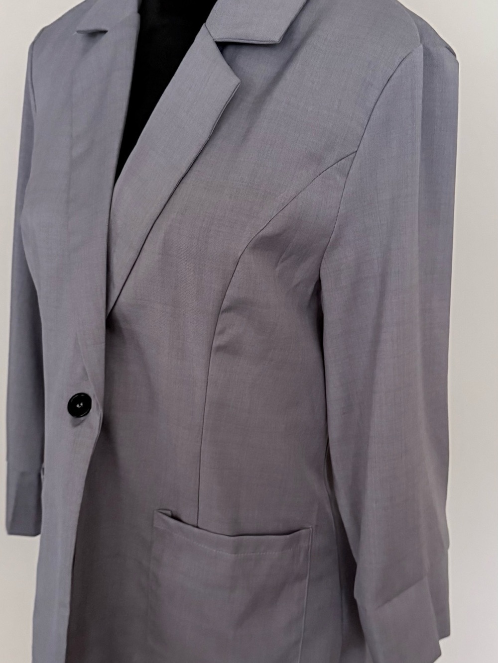 SHEIN Women's 3/4 Sleeve Lapel One Button With Pockets Gray Blazer - L - Picture 3 of 4